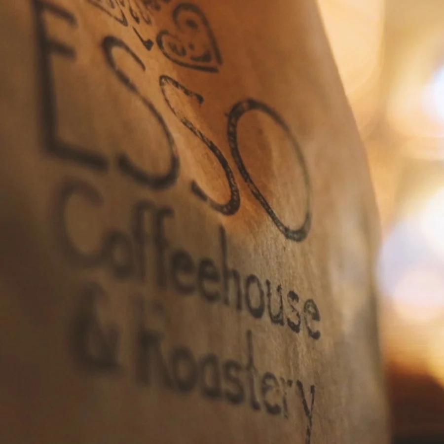 A bag of Esso house-roasted coffee beans